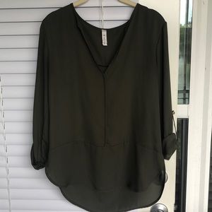 Dark Green Flowy Blouse